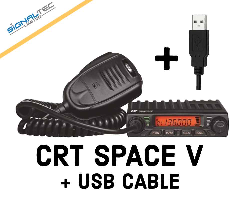 CRT SPACE V VHF RADIO 136-174MHZ PC PROGRAMMABLE + USB PROGRAMMING CABLE