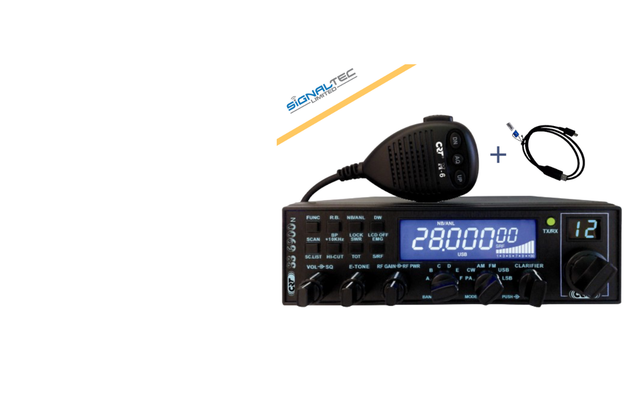 PRE PROGRAMMED CRT6900V 10M 11M CB AM FM LSB USB CW VERSION 7 NRC BOARD + USB CABLE